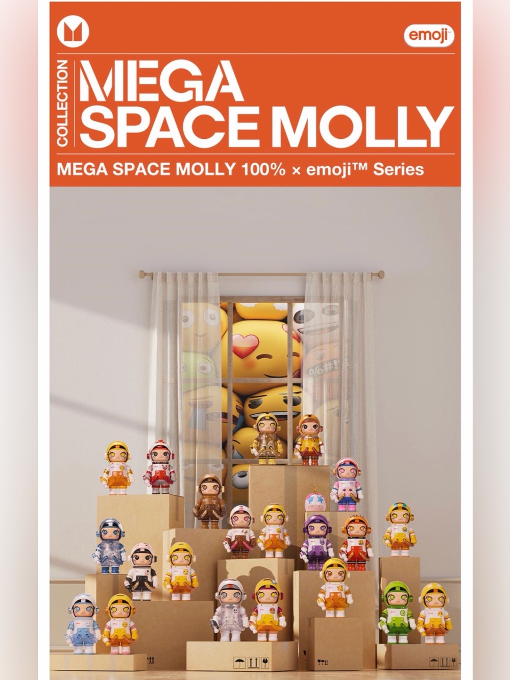 Authentic MEGA SPACE MOLLY 100% x Emoji Series - Full Set - Factory Sealed